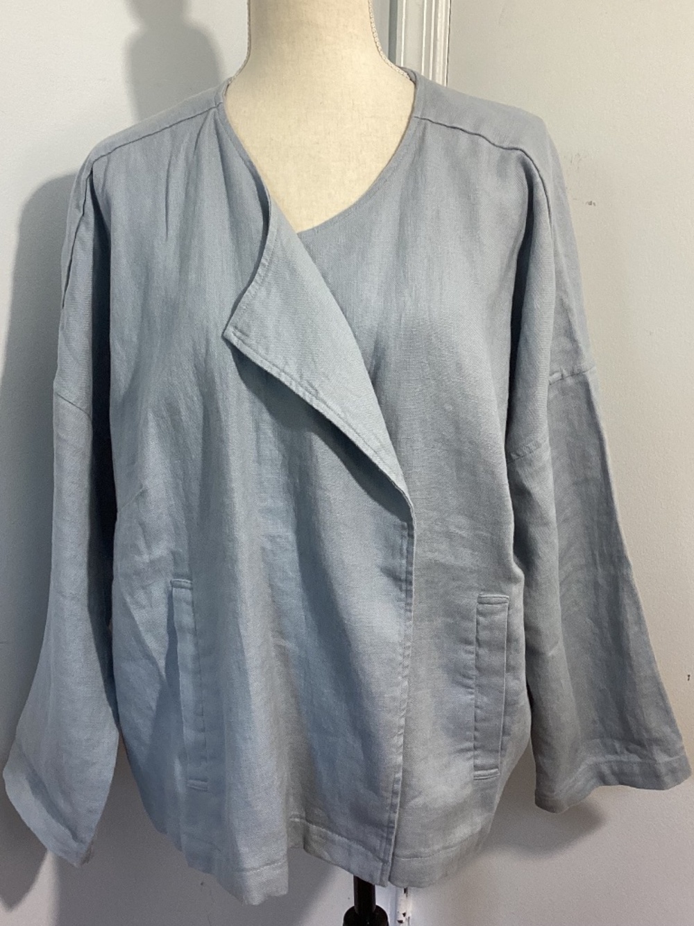 NWT EILEEN FISHER WOMAN 1X SOHLH DAWN DBL BREASTED JACKET HEAVY ORGANIC LINEN